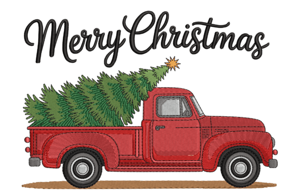 A Cozy Vintage Truck for Holiday Embroidery Collections