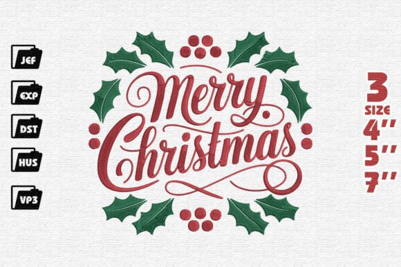 Elegant Christmas Holly Wreath Embroidery Design Review