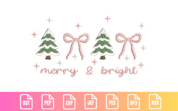 Merry Bright Christmas Trees and Bows Embroidery Review
