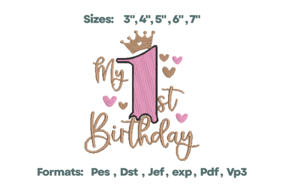 My First Birthday Girl Crown Fill Stitch Embroidery Review